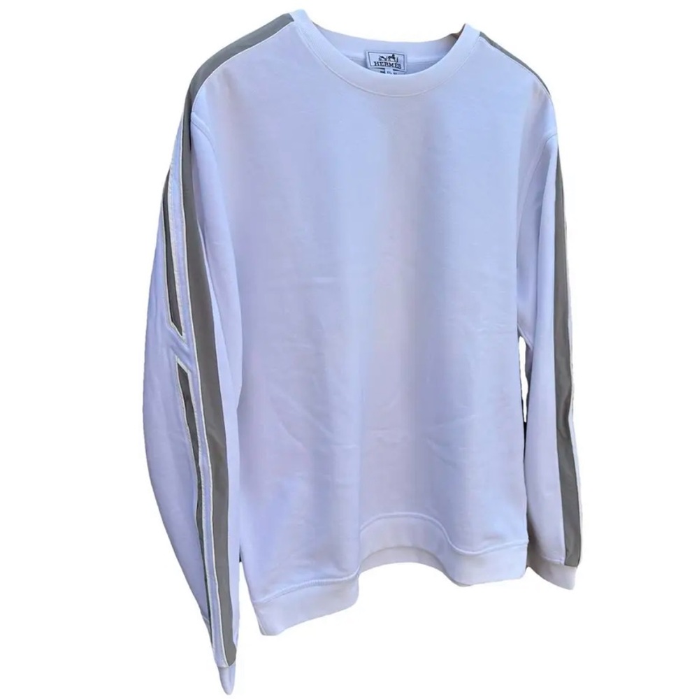 Hermes WHITE/GREY mens Run H crewneck sweatshirt